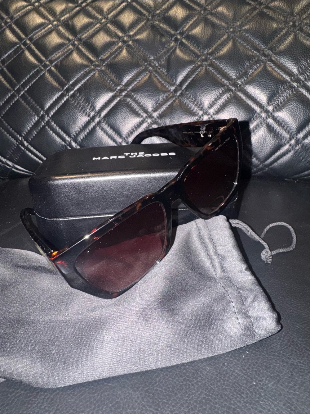 Marc Jacobs Tortoise Shell Frame Sunglasses with Dark Brown Lenses